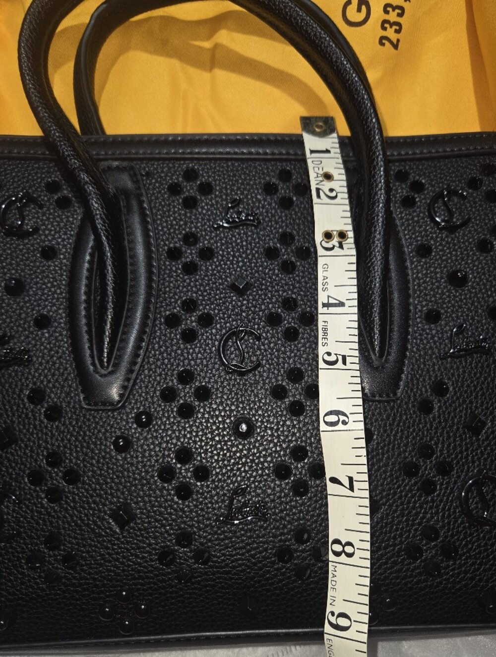 Black Laser-Cut Leather Tote Bag